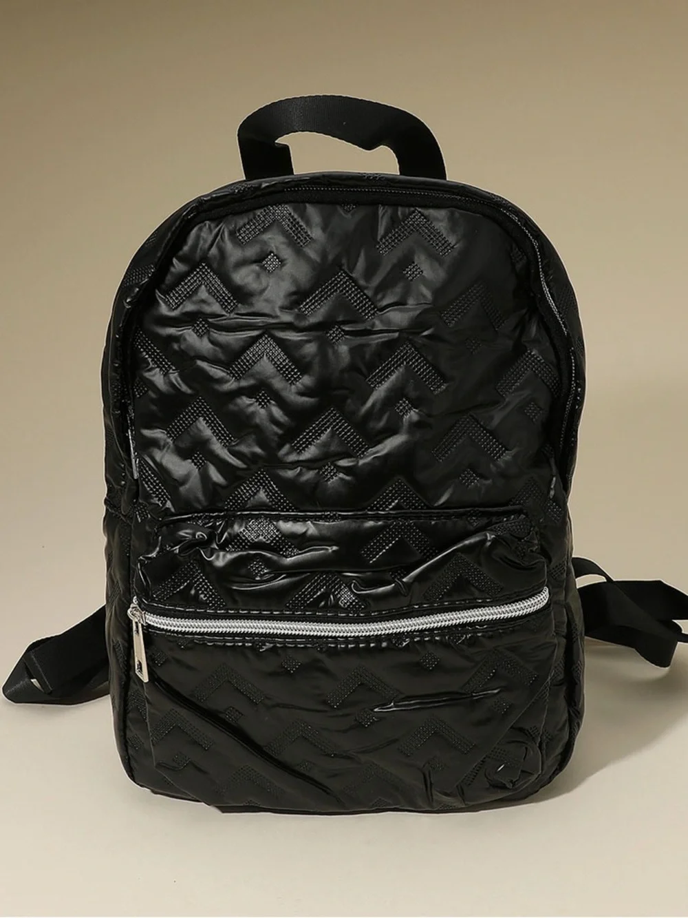 Quilted Metallic Silver Backpack